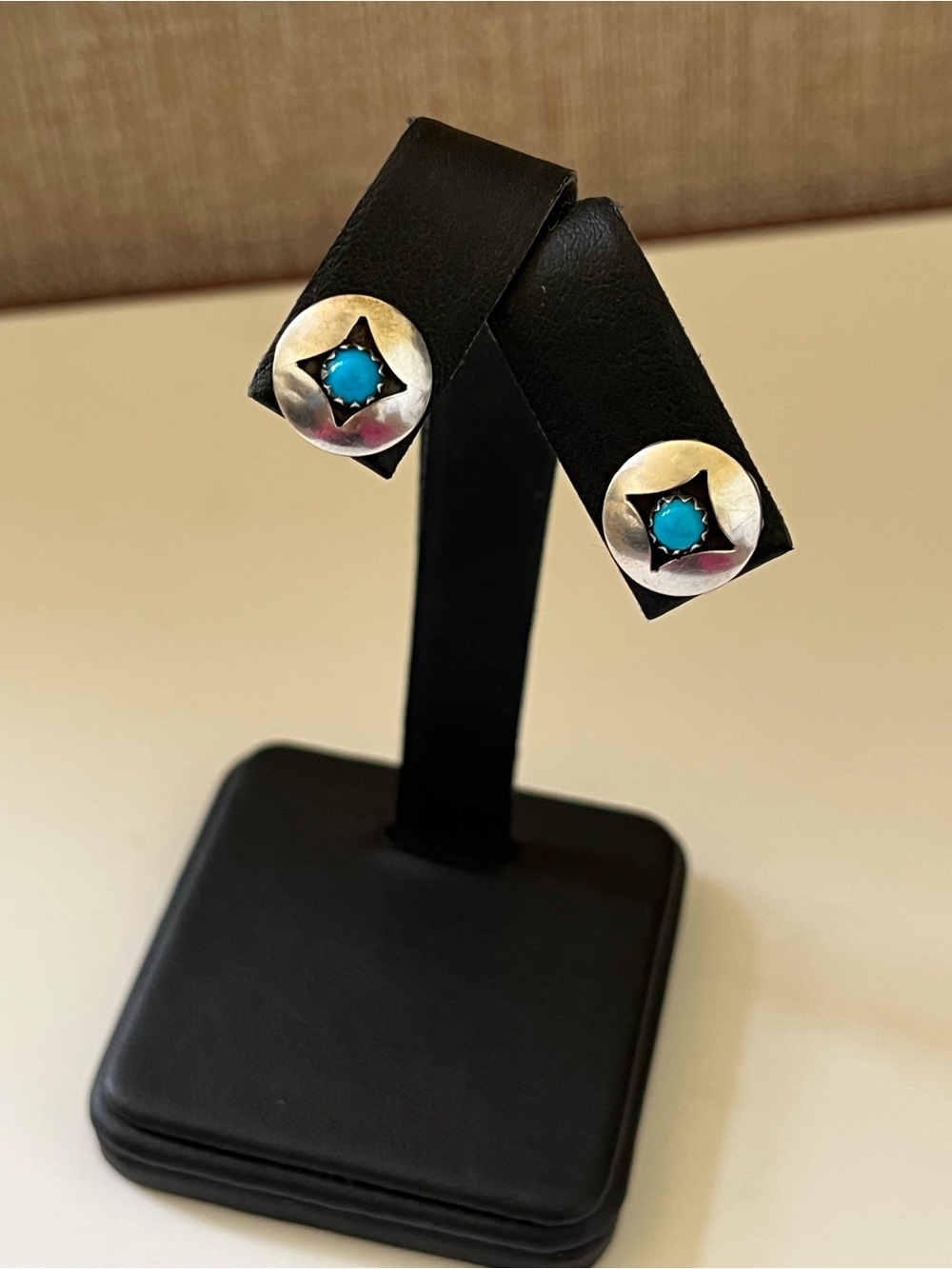 Turquoise Center Sterling Silver Star Stud Earrings - Women Jewelry